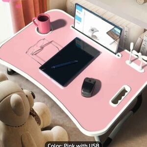 Pink Portable Laptop Desk with USB